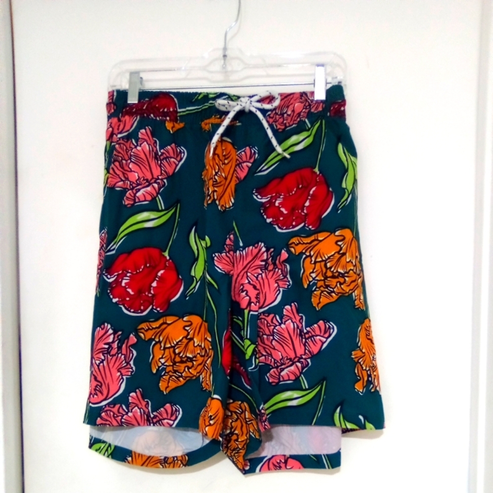 Hawaiian men unbranded swim trunks green floral size 3XL